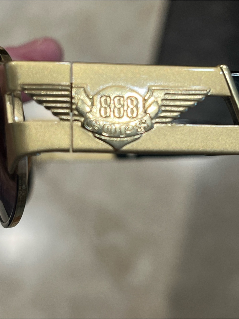 VINTAGE 1990’s: 888 COPS Gold-and Matte tone 888 Wing Logo Sunglasses